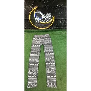 Pink Rose Full Length Leggings Gray Bears/Snow‎ Womens Size LG Fleece